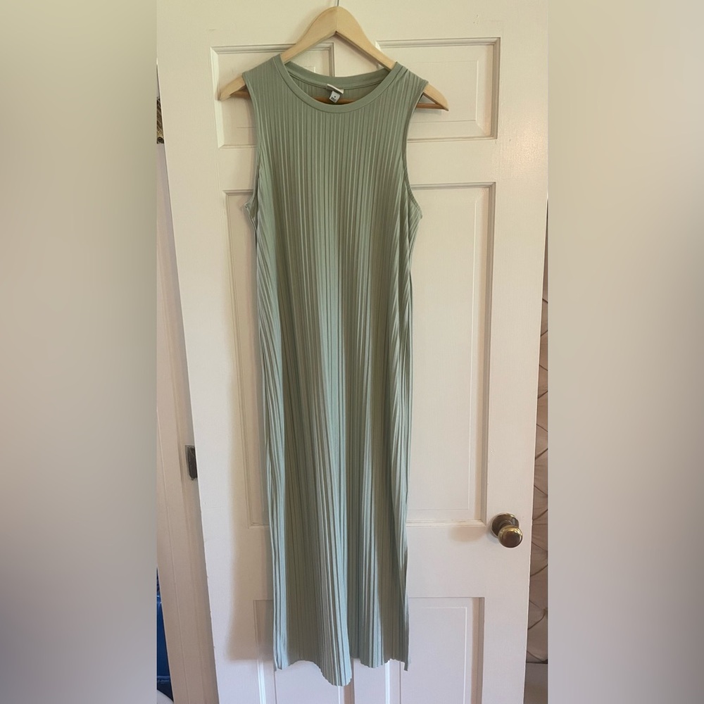 A New Day Pastel Green Midi Shift Dress with Side Slits